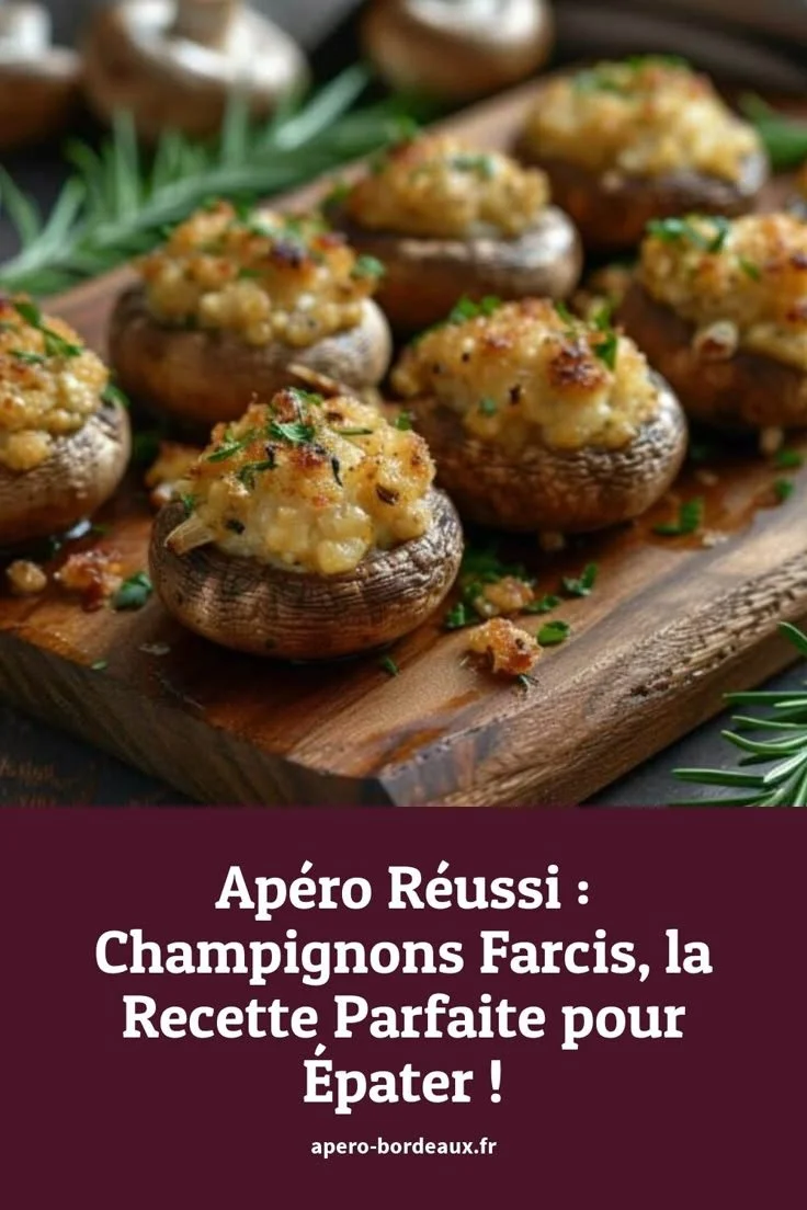 Champignons farcis savoureux présentés sur une assiette, idéal pour un apéritif chic.