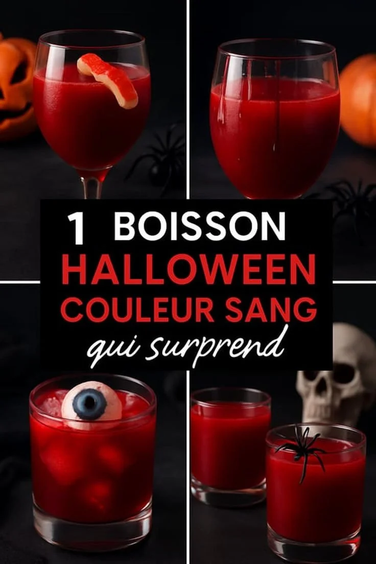 Boisson Halloween rouge sang servie dans un verre effrayant