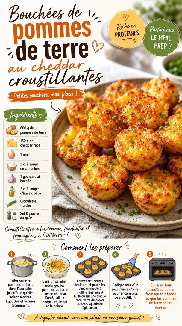 Bouchées de pommes de terre cheddar pour un apéro d'hiver