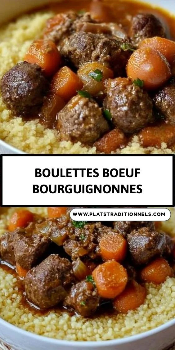 Boulettes de boeuf bourguignon dans une sauce riche et savoureuse