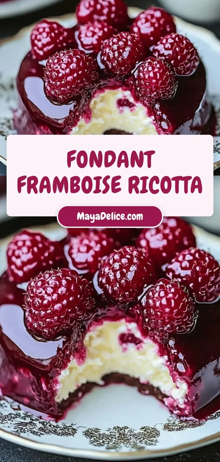 Fondant Framboise Ricotta frais et délicieux sur une assiette