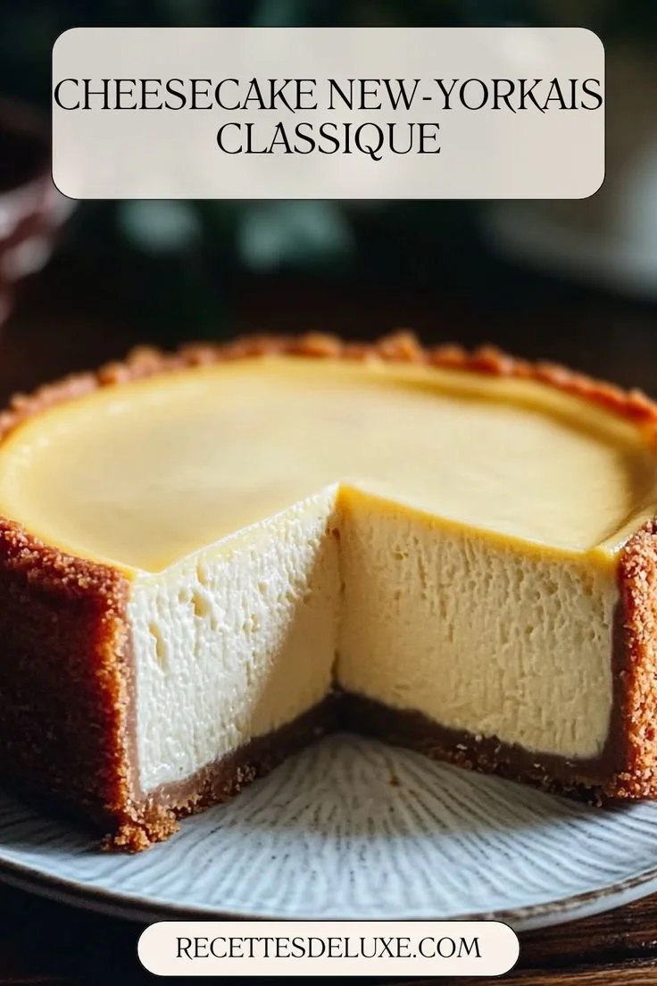 Cheesecake New-Yorkais Authentique sur une assiette avec garniture de fruits