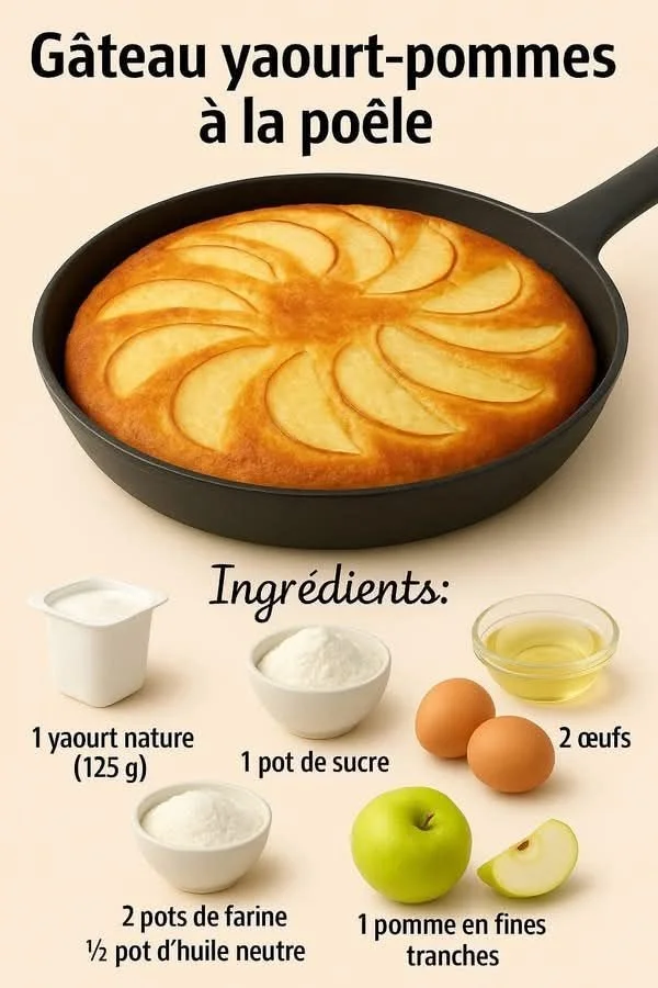 Gâteau yaourt-pommes à la poêle prêt en 15 minutes par Chef Philippe Etchebest.