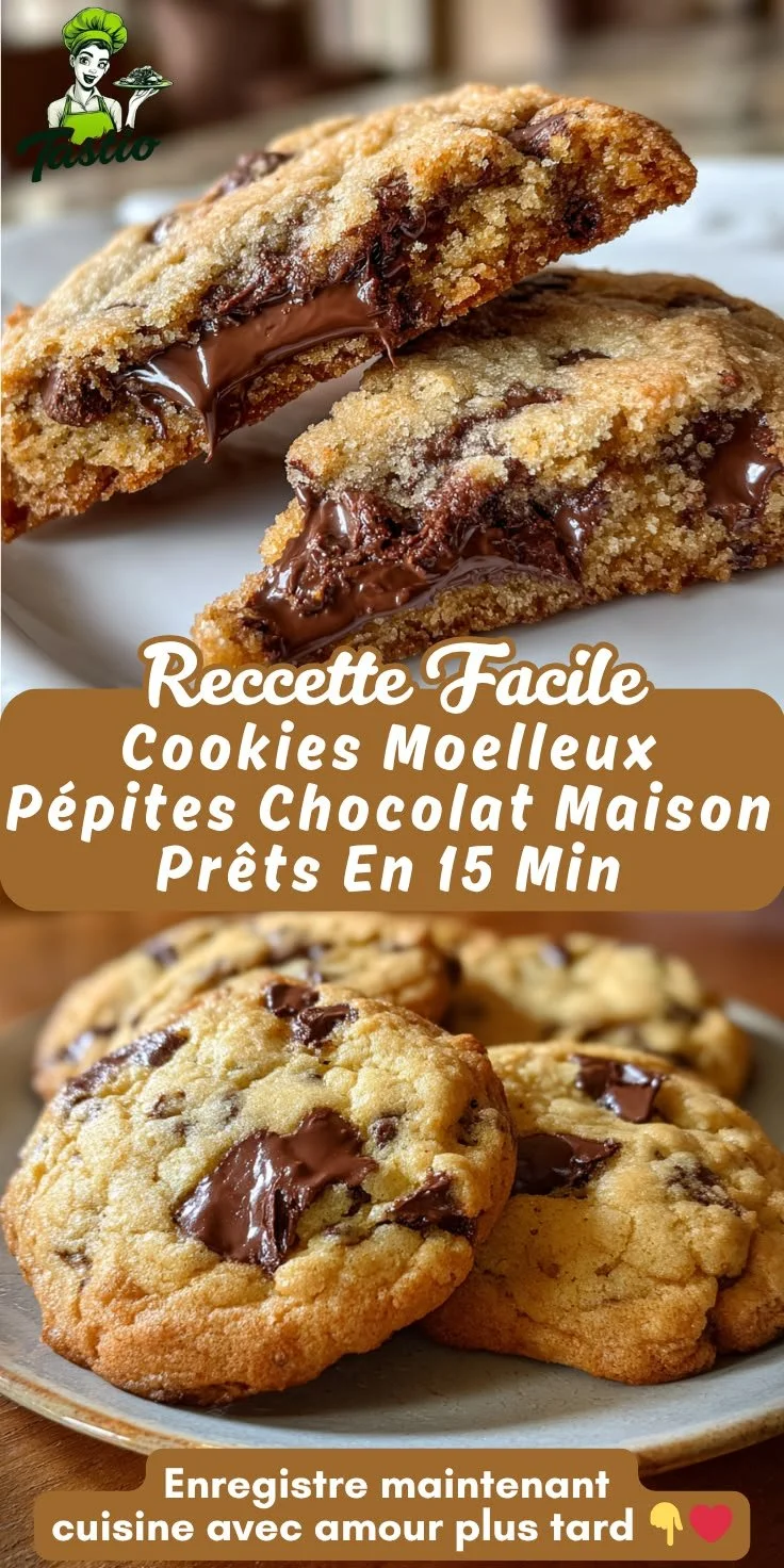 Cookies moelleux pépites chocolat maison prêts en 15 minutes