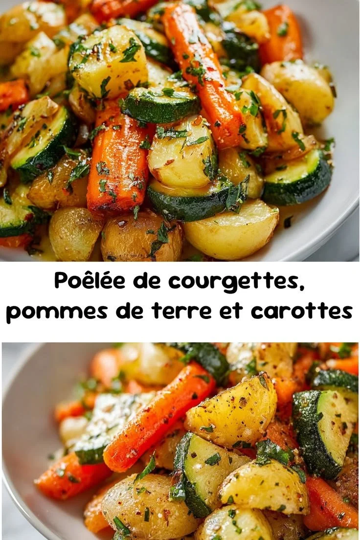 Poêlée de courgettes, pommes de terre et carottes, plat sain et rapide