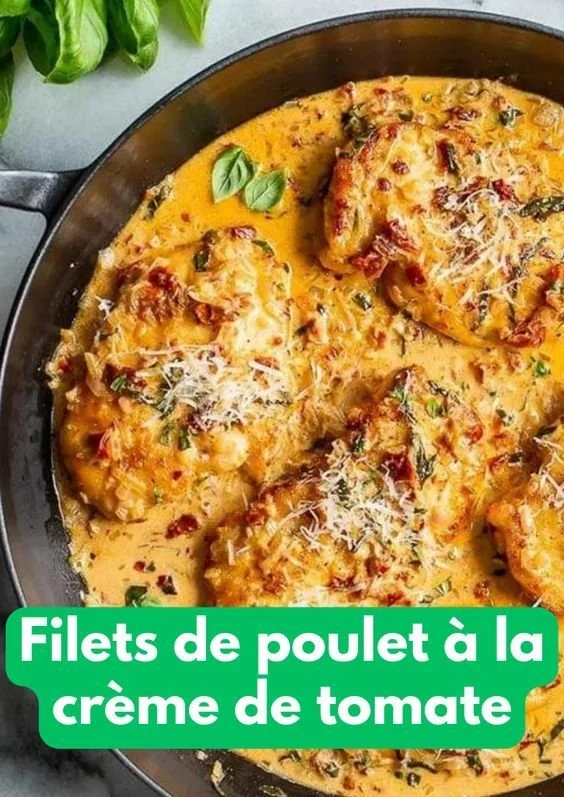 Filets de poulet à la crème de tomate, recette facile de viande blanche