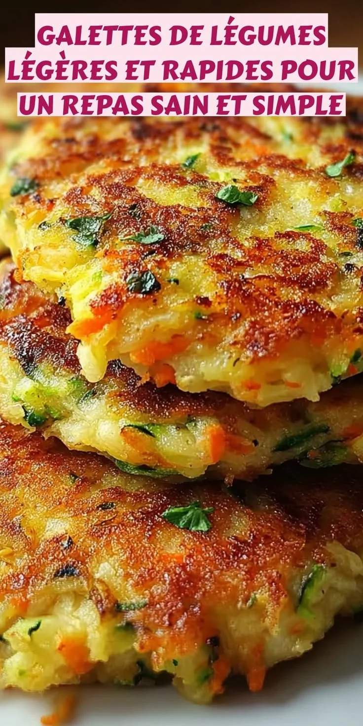 Galettes de légumes légères et colorées servies avec une salade fraîche.