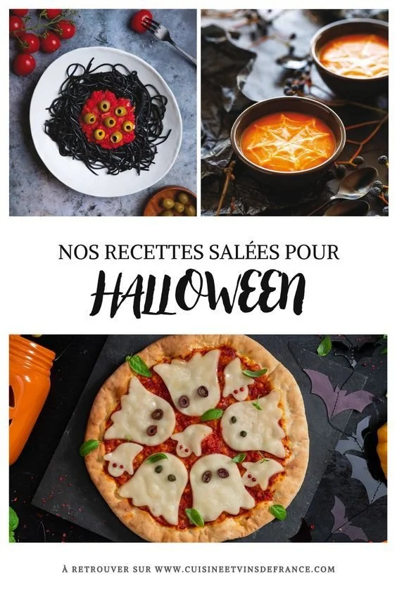 Recettes salées créatives pour Halloween, plats savoureux et festifs.