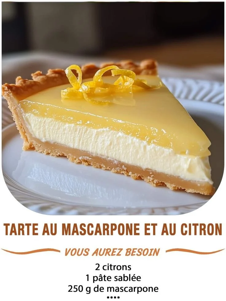 Tarte au mascarpone et citron avec une croûte sablée délicate et crème mousseuse