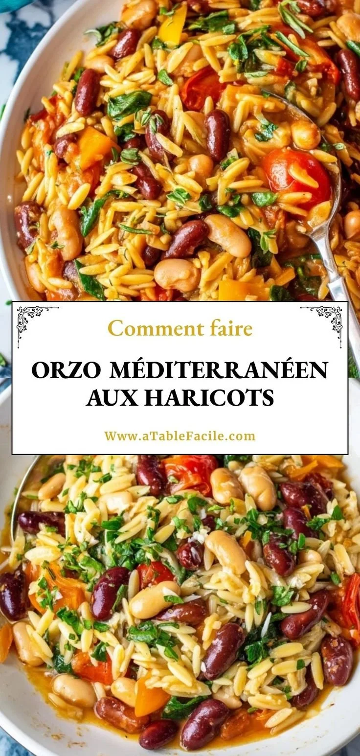 Plat d'Orzo Méditerranéen aux Haricots colorés et appétissants