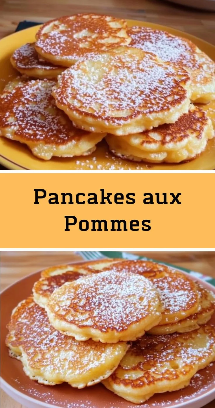 Pancakes aux pommes moelleux, parfaits pour un goûter réconfortant.