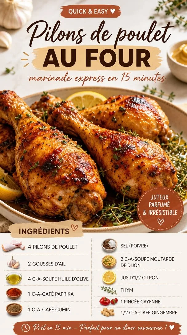 Pilons de poulet au four avec marinade délicieuse et épicée