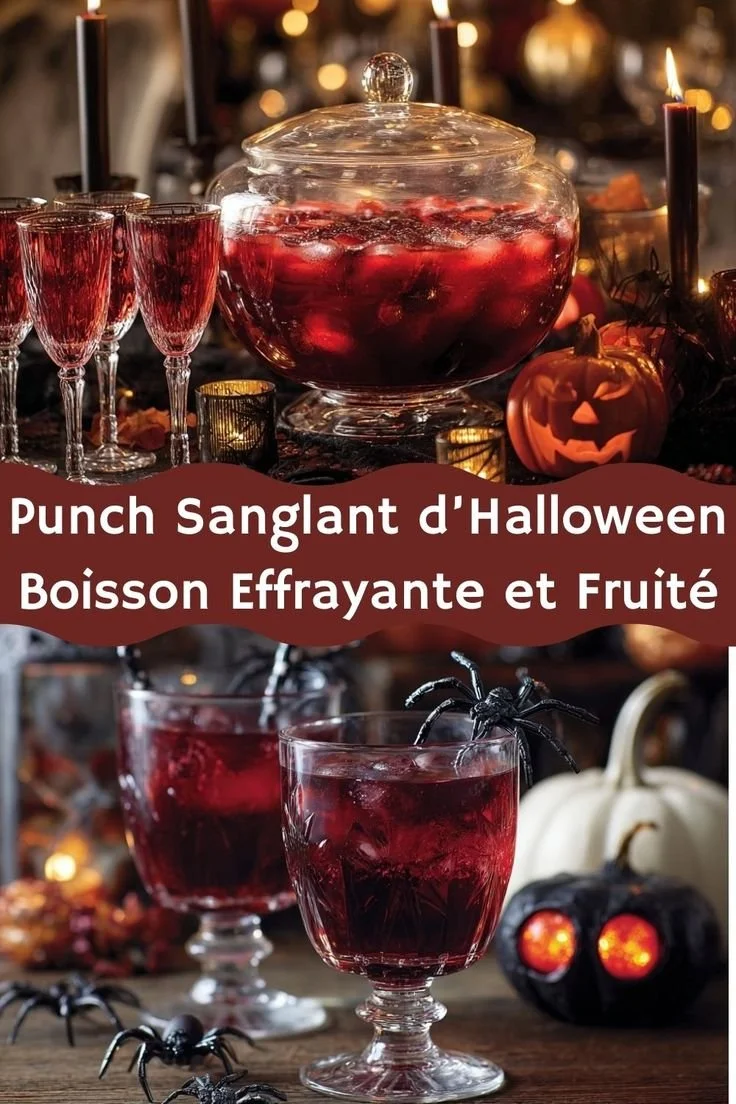 Punch Sanglant d'Halloween, une boisson fruitée et effrayante pour les fêtes.
