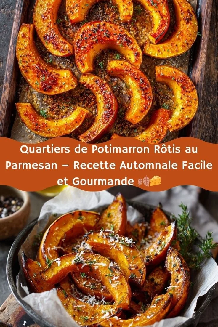 Quartiers de potimarron rôtis au parmesan dorés et appétissants