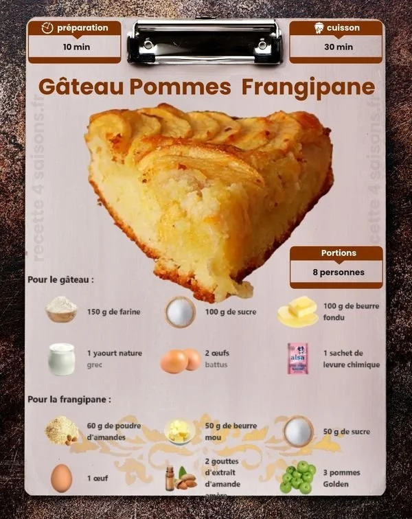 Gâteau aux pommes et frangipane, un dessert délicieux et réconfortant