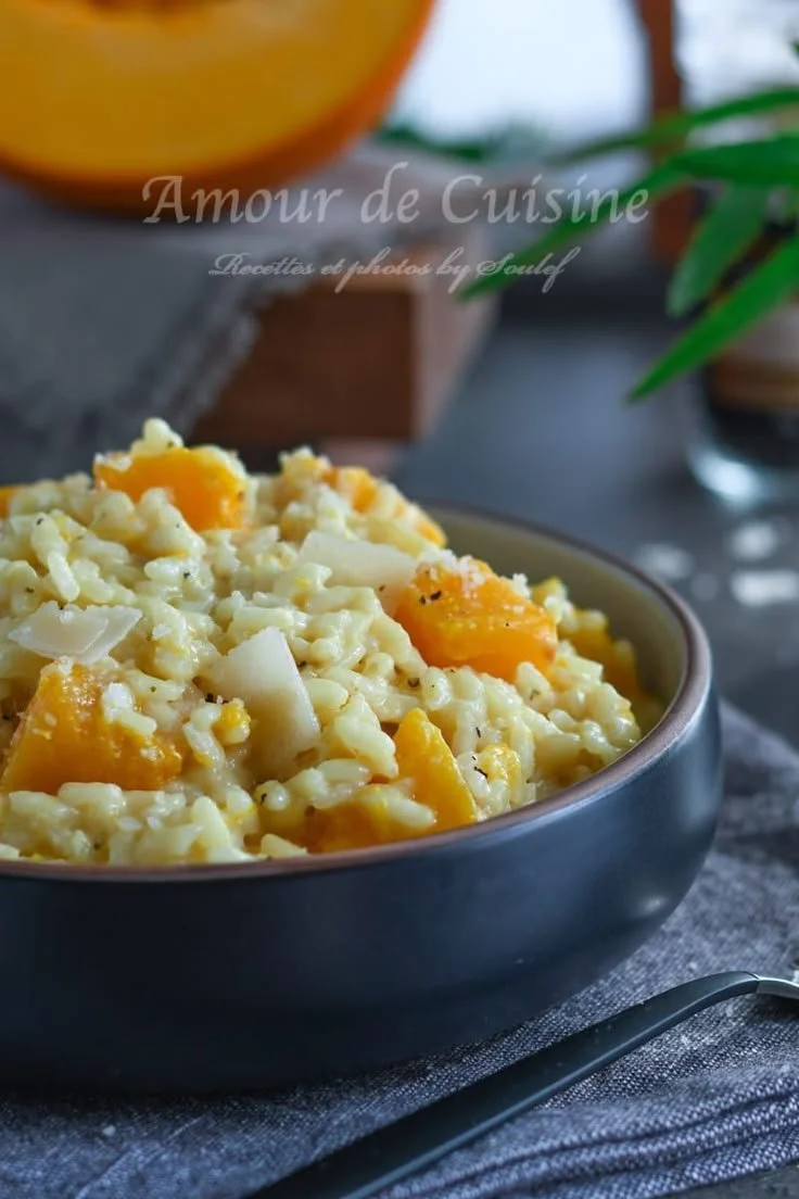 Risotto au potiron facile, plat savoureux et réconfortant.
