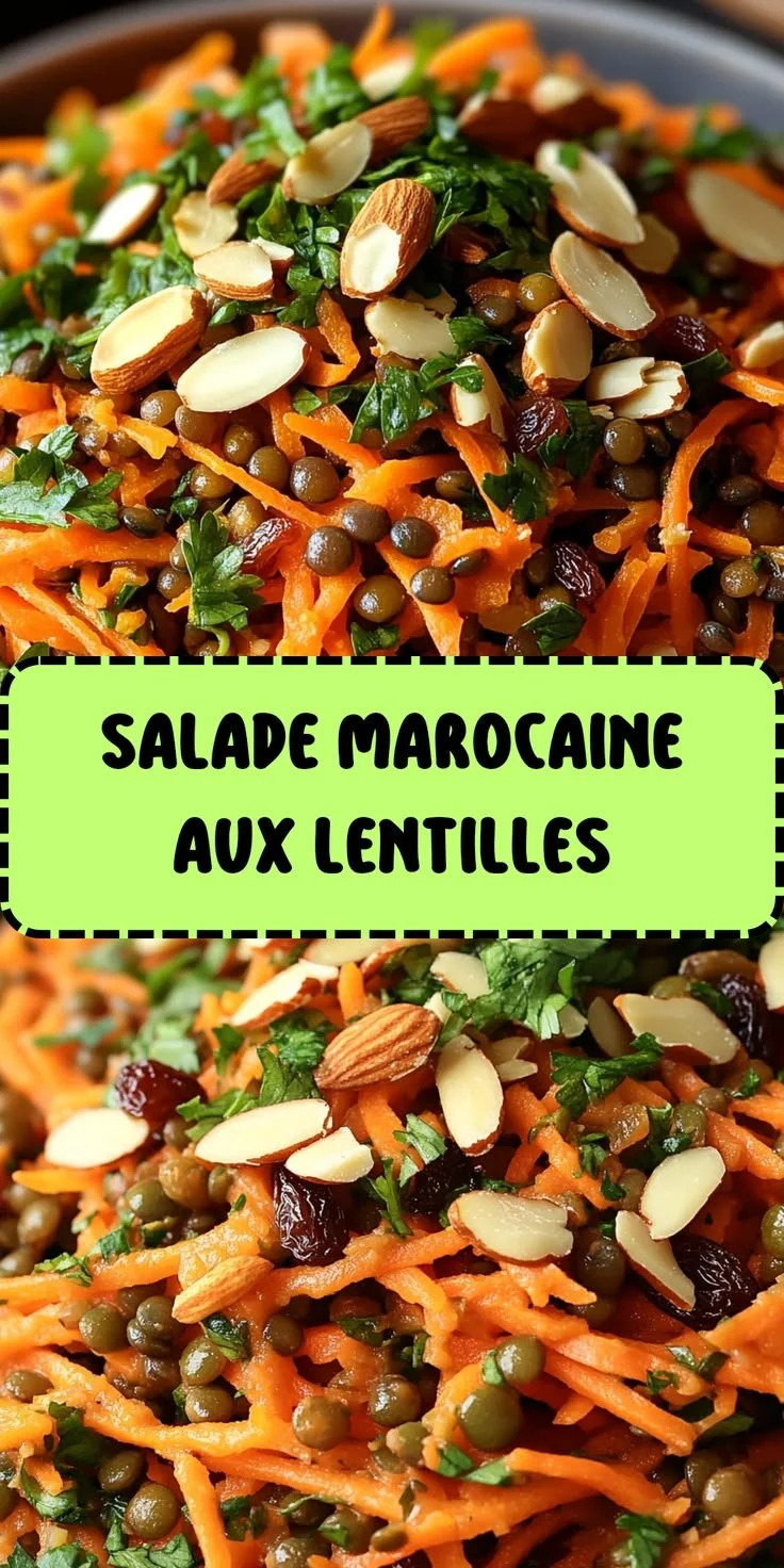 Salade de carottes et lentilles aux épices marocaines dans un bol