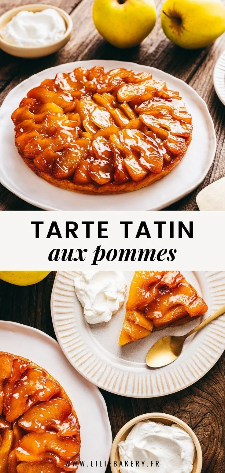 Tarte Tatin aux pommes caramélisées avec une croûte dorée